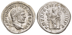 CARACALLA (197-217). Denarius. Rome.

Obv: ANTONINVS PIVS AVG GERM. 
Laureate head right.
Rev: P M TR P XVIII COS IIII P P. 
Fides standing left, hold...