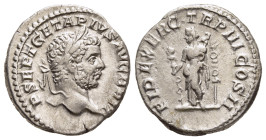 GETA as Augustus (209-211). Denarius. Rome.

Obv: P SEPT GETA PIVS AVG BRIT. 
Laureate head right.
Rev: FIDES EXERC TR P III COS II. 
Fides standing l...