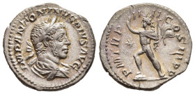 ELAGABALUS (218-222). Denarius. Rome.

Obv: IMP ANTONINVS PIVS AVG. 
Laureate and draped bust right.
Rev: P M TR P IIII COS III P P. 
Sol advancing le...