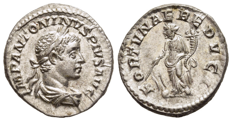 ELAGABALUS (218-222). Denarius. Rome.

Obv: IMP ANTONINVS PIVS AVG. 
Laureate an...