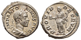ELAGABALUS (218-222). Denarius. Rome. 

Obv: IMP ANTONINVS AVG. 
Laureate, draped and cuirassed bust right.
Rev: PROVID DEORVM. 
Providentia standing ...