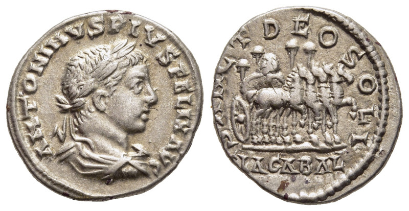 ELAGABALUS (218-222). Denarius. Antioch.

Obv: ANTONINVS PIVS FEL AVG.
Laureate,...