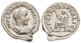 GORDIAN III (238-244). Denarius. Rome.

Obv: IMP GORDIANVS PIVS FEL AVG. 
Laureate, draped and cuirassed bust right.
Rev: SECVRITAS PVBLICA. 
Securita...