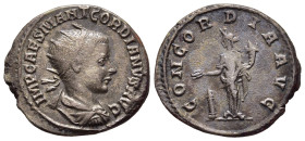 GORDIAN III (238-244). Antoninianus. Antioch.

Obv: IMP CAES M ANT GORDIANVS AVG.
Radiate, draped, and cuirassed bust right.
Rev: CONCORDIA AVG.
Conco...