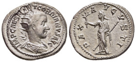 GORDIAN III (238-244). Antoninianus. Antioch.

Obv: IMP CAES M ANT GORDIANVS AVG. 
Radiate, draped and cuirassed bust right.
Rev: PAX AVGVSTI. 
Pax st...