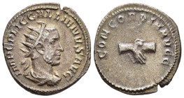GALLIENUS (253-268). Antoninianus. Rome.

Obv: IMP C P LIC GALLIENVS AVG. 
Radiate, draped and cuirassed bust right.
Rev: CONCORDIA AVGG. 
Clasped han...