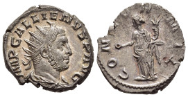 GALLIENUS (253-268). Antoninianus. Viminacium.

Obv: IMP GALLIENVS P AVG. 
Radiate and draped bust right.
Rev: CONCOR MIL. 
Concordia standing left, h...