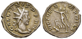 GALLIENUS (253-268). Antoninianus. Colonia Agrippinensis.

Obv: GALLIENVS P F AVG. 
Radiate and cuirassed bust right.
Rev: VICT GERMANICA. 
Victory ad...