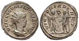 VALERIAN II (Caesar, 256-258). Antoninianus. Antioch.

Obv: P LIC COR VALERIANVS CAES. 
Radiate, draped and cuirassed bust right.
Rev: VICTORIA PART. ...