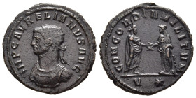 AURELIAN (270-275). Antoninianus. Siscia.

Obv: IMP C AVRELIANVS AVG. 
Radiate and cuirassed bust left.
Rev: CONCORDIA MILITVM / V *. 
Aurelian standi...
