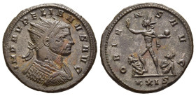 AURELIAN (270-275). Antoninianus. Serdica.

Obv: IMP AVRELIANVS AVG. 
Radiate and cuirassed bust right.
Rev: ORIENS AVG / XXIS. 
Sol advancing left, r...