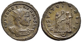 AURELIAN (270-275). Antoninianus. Cyzicus.

Obv: IMP C AVRELIANVS AVG. 
Radiate and cuirassed bust right.
Rev: RESTITVT ORBIS / crescent A. 
Female fi...