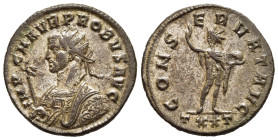 PROBUS (276-282). Antoninianus. Ticinum. 

Obv: IMP C PROBVS AVG CONS II. 
Radiate and mantled bust left, holding eagle-tipped sceptre.
Rev: CONSERVAT...