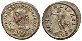 PROBUS (276-282). Antoninianus. Ticinum. 

Obv: IMP C PROBVS P F AVG CONS II. 
Radiate and mantled bust left, holding eagle-tipped sceptre.
Rev: HERCV...