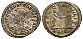 PROBUS (276-282). Antoninianus. Siscia. 

Obv: IMP C M AVR PROBVS P F AVG.
Helmeted, radiate, draped and cuirassed bust left, holding spear and shield...