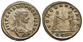 PROBUS (276-282). Antoninianus. Siscia. 

Obv: IMP C M AVR PROBVS AVG
Radiate, draped and cuirassed bust right.
Rev: CONCORD MILIT/XXIVI.
Emperor stan...