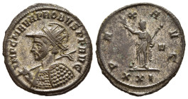 PROBUS (276-282). Antoninianus. Siscia.

Obv: IMP C M AVR PROBVS P F AVG. 
Radiate, helmeted and cuirassed bust left, holding shield and spear over sh...