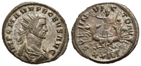 PROBUS (276-282). Antoninianus. Siscia.

Obv: IMP C M AVR PROBVS AVG.
Radiate, draped, and cuirassed bust right.
Rev: SOL INVICTO AVG / XXIVI.
Sol in ...