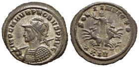 PROBUS (276-282). Antoninianus. Siscia.

Obv: IMP C M AVR PROBVS P AVG.
Radiate and cuirassed bust left, holding spear and shield.
Rev: SOLI INVICTO /...