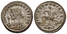 PROBUS (276-282). Antoninianus. Siscia. 

Obv: IMP C M AVR PROBVS P F AVG. 
Radiate and mantled bust left, holding eagle-tipped sceptre.
Rev: VIRTVS P...