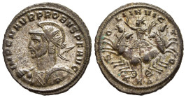 PROBUS (276-282). Antoninianus. Serdica. 

Obv: IMP C M AVR PROBVS P F AVG. 
Radiate, helmeted and cuirassed bust left, holding shield and spear.
Rev:...