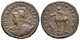 PROBUS (276-282). Antoninianus. Cyzicus.

Obv: IMP C M AVR PROBVS P F AVG. 
Radiate, helmeted and cuirassed bust left, holding spear and shield; shiel...