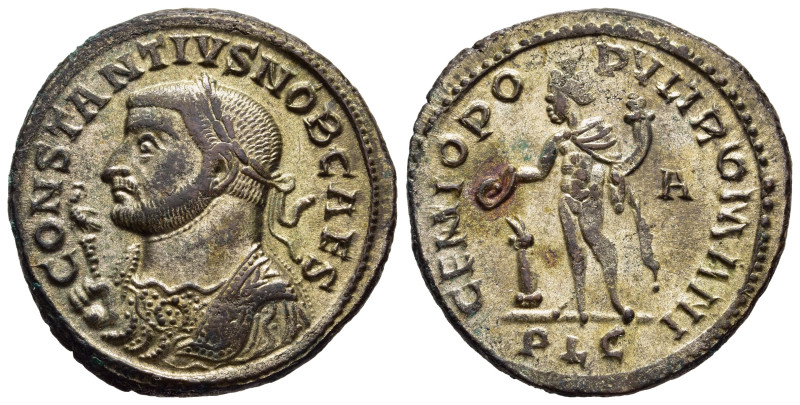 CONSTANTIUS I (Caesar, 293-305). Follis. Lugdunum.

Obv: CONSTANTIVS NOB CAES.
L...