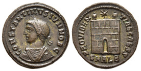 CONSTANTINE II (Caesar, 316-337). Follis. Alexandria.

Obv: CONSTANTINVS IVN NOB C.
Laureate, draped and cuirassed bust left. 
Rev: PROVIDENTIAE CAESS...