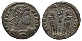 CONSTANS (337-350). Follis. Siscia.

Obv: CONSTANS P F AVG.
Laureate and rosette-diademed, draped and cuirassed bust right.
Rev. GLORIA EXERCITVS / ΓS...