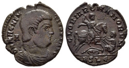 MAGNENTIUS (350-353). Ae Maiorina. Lugdunum.

Obv: D N MAGNENTIVS P F AVG.
Bare-headed, draped and cuirassed bust of Magnentius right; to left, A.
Rev...