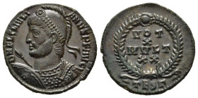 JULIAN II THE PHILOSOPHER (361-363). Follis. Thessalonica. 

Obv: D N FL CL IVLIANVS P F AVG. 
Diademed, helmeted and cuirassed bust left, holding shi...