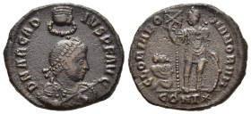ARCADIUS (383-408). Ae Maiorina. Constantinople. 

Obv: D N ARCADIVS P F AVG. 
Diademed, draped and cuirassed bust right, holding spear and shield; cr...