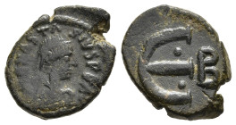 ANASTASIUS I (491-518). Ae Pentanummium. Constantinople.

Obv: [D N ANAS]TASIVS PP AVG.
Diademed, draped and cuirassed bust right.
Rev: Large E contai...