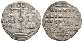 NICEPHORUS III BOTANIATES with MARIA (1078-1081). Miliaresion. Constantinople. 

Obv: ЄҺ TOVTω NIKATЄ NIKHΦ KAI MAPIA. 
Cross crosslet with central X ...