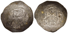MANUEL I COMNENUS (1143-1180). Aspron Trachy. Constantinople. 

Obv: IC - XC. 
Bust of Christ facing, wearing nimbus cruciger, pallium and colobium an...