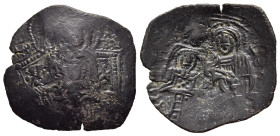 MICHAEL VIII PALAEOLOGUS (1261-1282). Trachy. Constantinople.

Obv: The Virgin Mary seated facing on throne.
Rev: Michael kneeling facing to right; in...