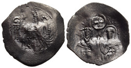 MICHAEL VIII PALAEOLOGUS (1261-1282). Trachy. Thessalonica.

Obv: St. Michael the Archangel standing facing, holding labarum and sword.
Rev: Half-leng...