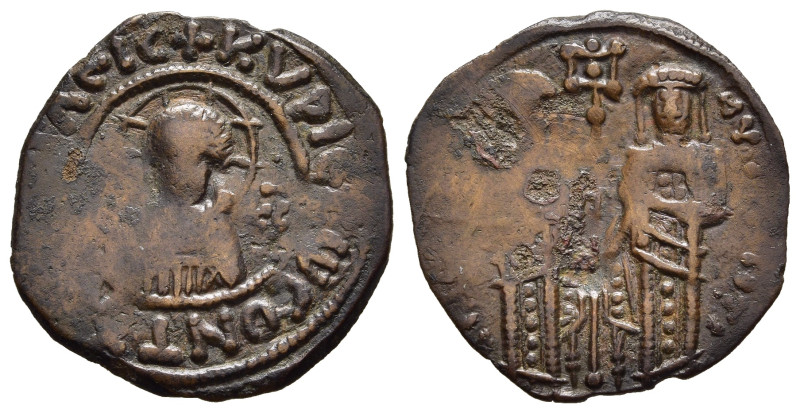 ANDRONICUS II with MICHAEL IX (1295-1320). Ae Assarion. Constantinople.

Obv: + ...