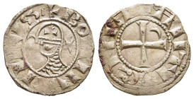 CRUSADERS. Antioch. Bohémond IV 1st reign (1201-1216). Denier.

Obv: +BO.A.IIVcIIIVSS(sic!).
Helmeted head left; crescent to left, pointing downward; ...