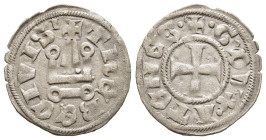 CRUSADERS. Duchy of Athens. Guy II de la Roche (1287-1308). Denier Tournois.

Obv: +°G°DVX° ATENES°.
Cross pattée. 
Rev: +THЄBЄ CIVIS‘.
 Châtel tourno...