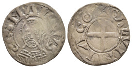 FRANCE. Souvigny. Anonymous. (mid-late 12th century). Denier. 

Obv: SES MAIOLVS.
Facing bust of St. Mayeul, holding crozier over left shoulder. 
Rev:...