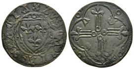 FRANCE. Anonymous (ca. 15th – 16th ccentury). Ae Late Medieval Reckoning Counter – Jeton.

Obv: x AVE ° MARIA ° GRACIA.
Crowned arms of France under a...