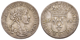 FRANCE. Dombes. Anna Maria Luisa d'Orléans (1627-1693). Luigino or 1/12 Écu (1664-A). Trevoux.

Obv: AN MA LOV PRINC SOVV DE DOM.
Draped bust right...