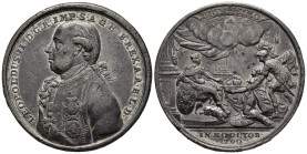 RDR- ÖSTERREICH. Haus Habsburg. Leopold II. (1790-1792). Zinn Medaille 1790 von Johann Christian Reich. Auf seine Krönung zum römischen König in Frank...