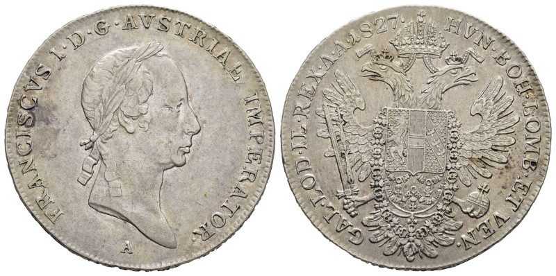 RDR- ÖSTERREICH. Haus Habsburg. Franz II. (1792-1835). 1/2 Taler 1827. Wien.

He...