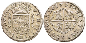 SPAIN. Philip V (1700-1746). 2 Reales 1723. Segovia.

AC 958.

Condition: Extremely fine.

Weight: 4,48g.
Diameter: 26mm.