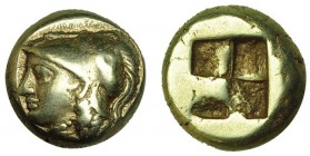 JONIA. Fokaia. Hecte (S. VI a.C.). A/ Atenea con casco corintio a izq. R/ Cuadrado cuatripartito. COP-1030. MBC.