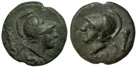 ACUÑACIONES ANÓNIMAS. Semis (230-226 a.C.). Roma. A/ Cabeza de Minerva con casco a der., debajo signo de valor: S y detrás: maza. R/ Cabeza de Minerva...