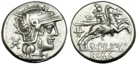 MARCIA. Denario. (129 a.C.). R/ Jinete macedonio a der.; Q. PILIPVS, en el exergo: ROMA. FFC-849. SB-11. EBC-.