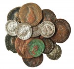 16 monedas: antoninianos (7), sestercios (4), ases (4) uno de ellos provincial, pequeño bronce (1). De RC a MBC+.